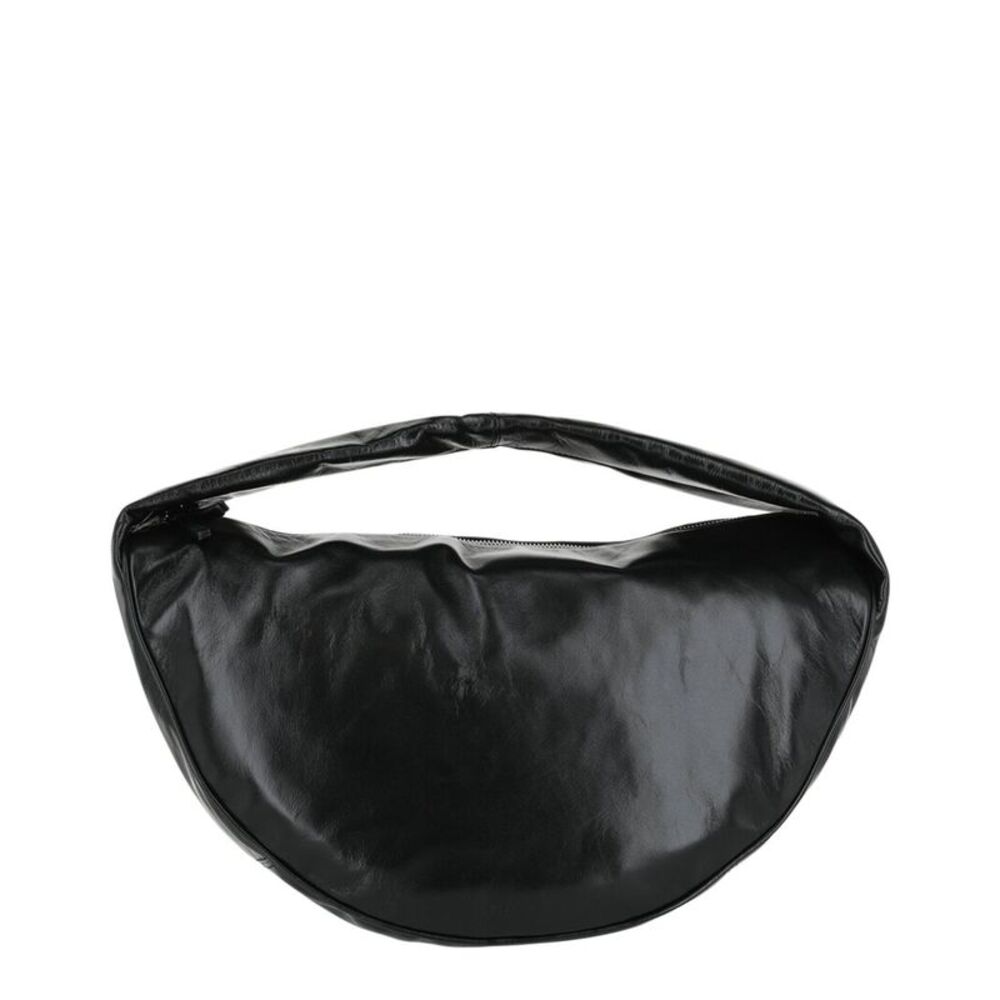 By Far Maxi Creased Leather Shoulder Bag, Black